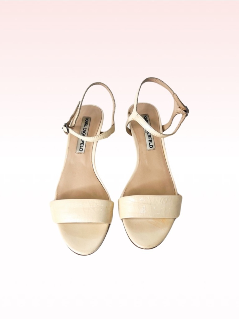 KARL LAGERFELD demas cream kitten sandal (Sz 7.5)
